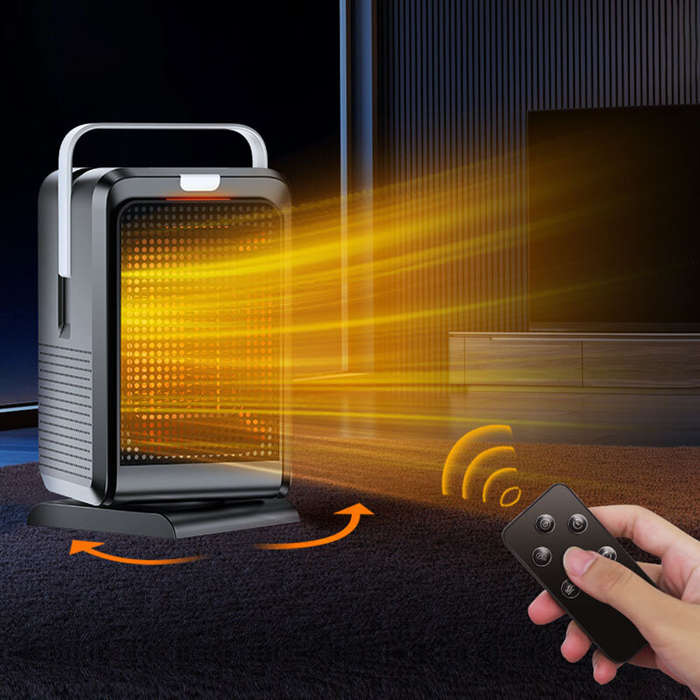 Black - Portable Desktop Electric Heater Fan with Remote Control 4 Modes Heater Save Energy 1000W Mi