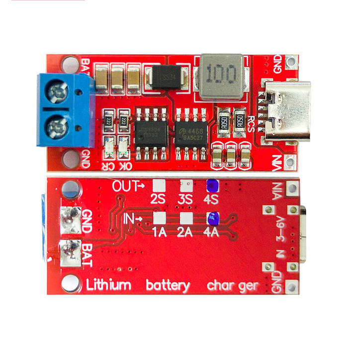 2S 3S 4S Type-C to 8.4V 12.6V 16.8V Step-Up Boost LiPo Polymer Battery Charger 18650 Lithium Battery