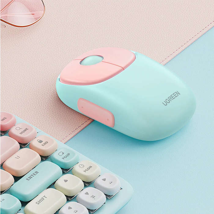 Blue - UGREEN MU102 Wireless bluetooth Mouse 4000DPI Rechargeable Dual Mode Silent Buttons Mice for