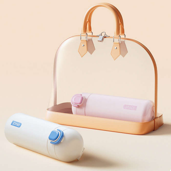 White - IPRee Vacuum Thermal Kettle Portable Stainless Steel Vacuum Flask with Straw Cute Thermos Bo