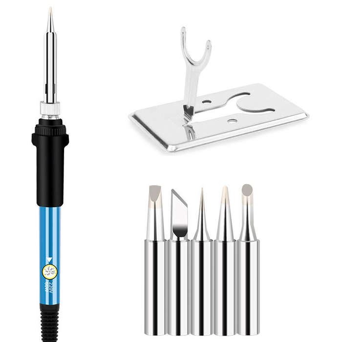 220V EU Plug - 220V 60W 200-450 Steel Plastic and Aluminum Alloy Adjustable Temperature Soldering To