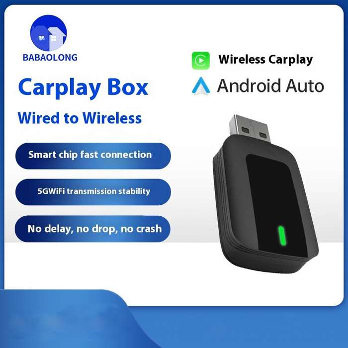 Black - Wireless CarPlay Adapter for iPhone Convert Wired to Wireless Apple CarPlay Adapter Mini Siz