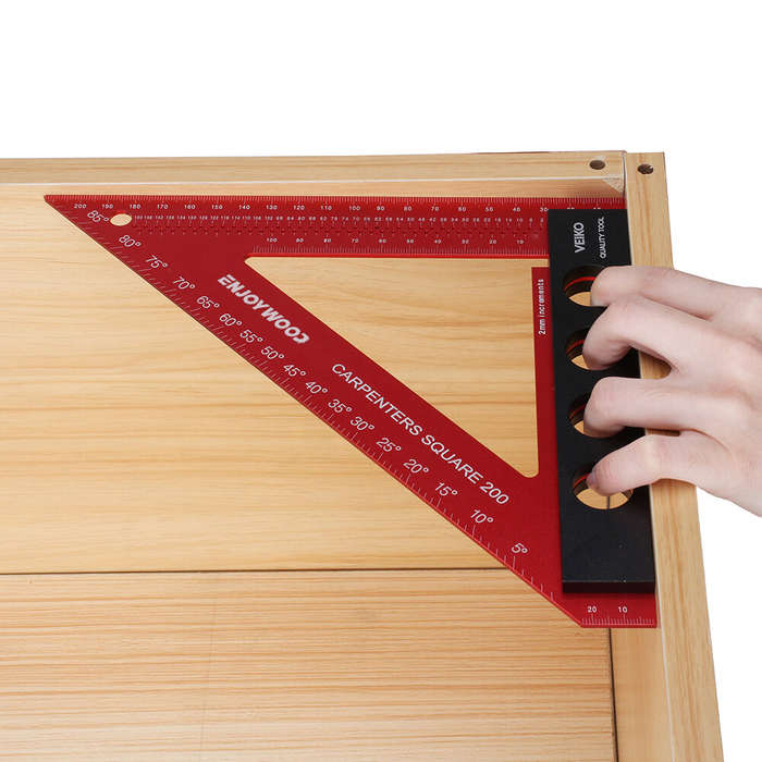 200mm - ENJOYWOOD 200mm Aluminum Alloy Carpenter Square Triangle Ruler Woodworking Precision Hole Po