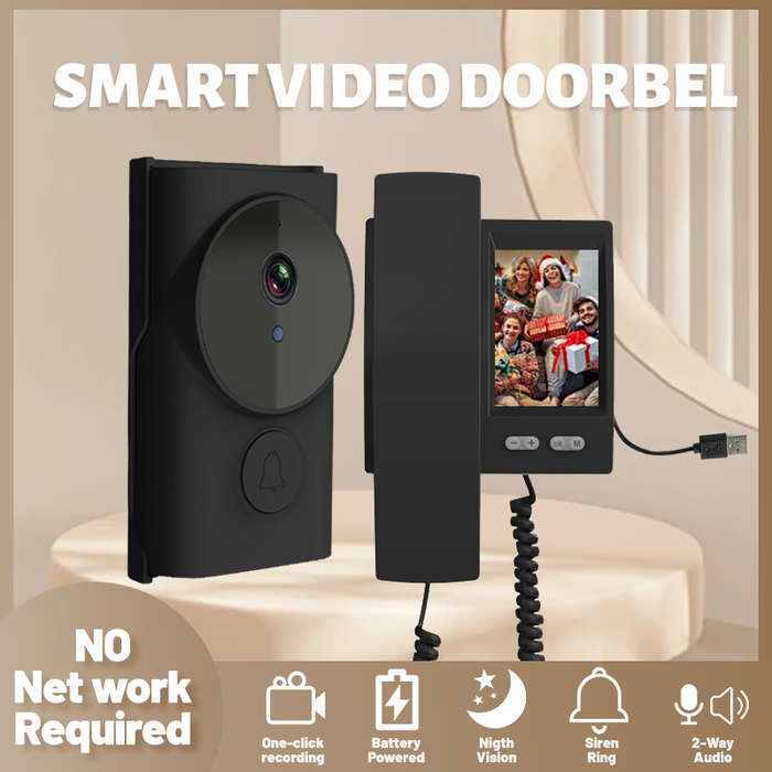 White - Y9-KP1 Wireless Visual Doorbell Low Power Smart Video Doorbell Two-Way Audio with HD Camera