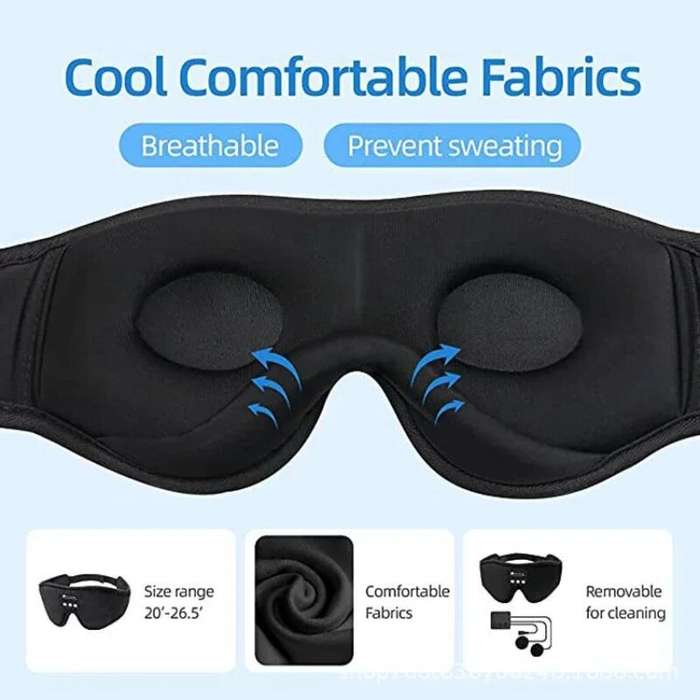 Black - KALOAD 3D Contoured Cup Design Eye Yoga Mask Music Play Comfortable Sleeping Headphones with