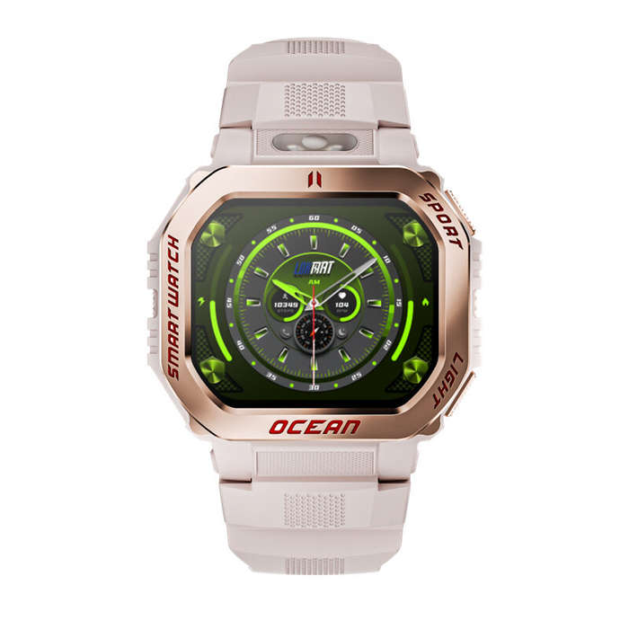 Gold - LOKMAT OCEAN GT 1.75-inch HD Screen Flashlight Compass AI Voice Assistant 3ATM Waterproof blu