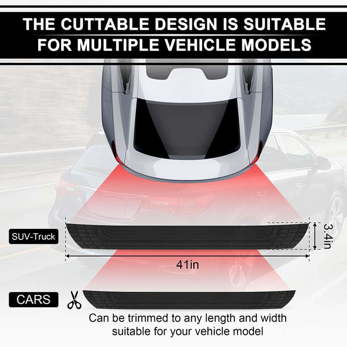 Black - Car Trunk Protector Universal Rear Bumper Protector Rubber Anti-Scratch Strip for Car SUV MP