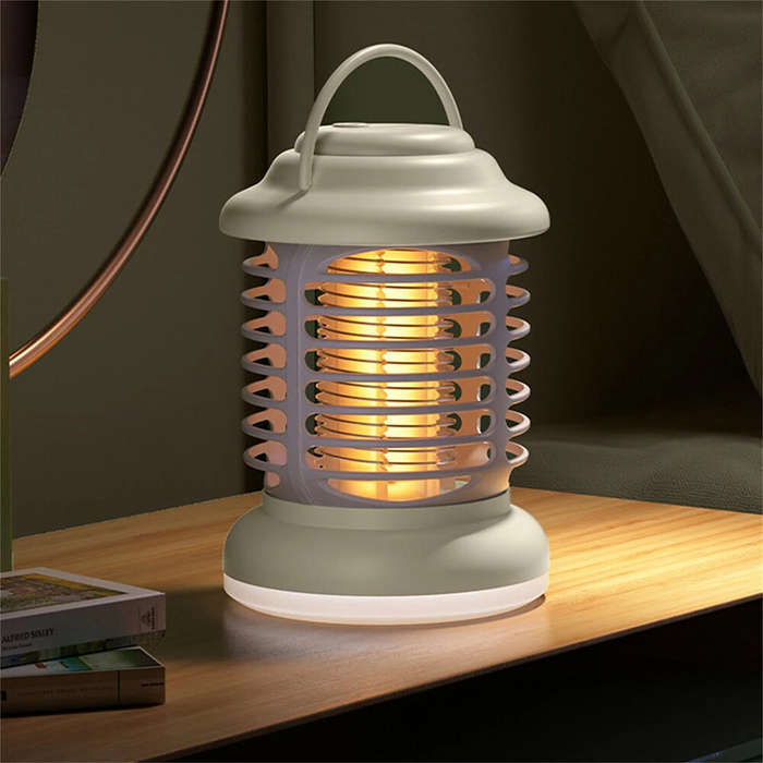 Khaki - USB Rechargeable Mini LED Mosquito Killer Lamp UV Phototronic Trap & Electric Shock Zapper P