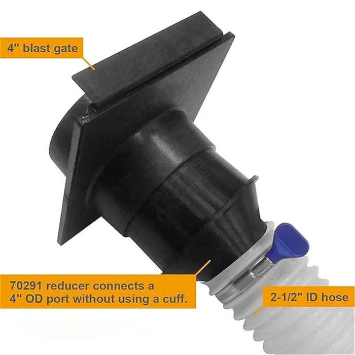 Black - 4" To 2-1/2" Hose Tapered Adapter Dust Collection Reducer Fitting Vacuum Attachment Plastic