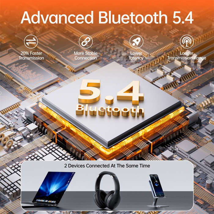 Black - Weofly Live ANC Headset bluetooth 5.4 Headphones Hybrids Active Noise Cancelling 4-Mic ENC N