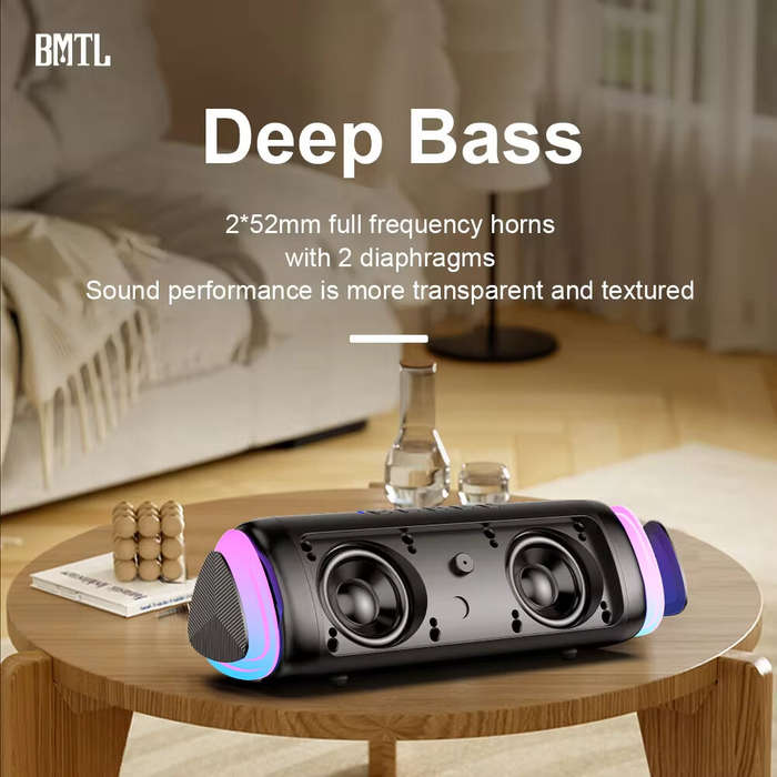 Black - XDOBO BMTL 20W bluetooth Speaker Portable Speaker Dual 52mm Drivers Dual Bass Diaphragm RGB
