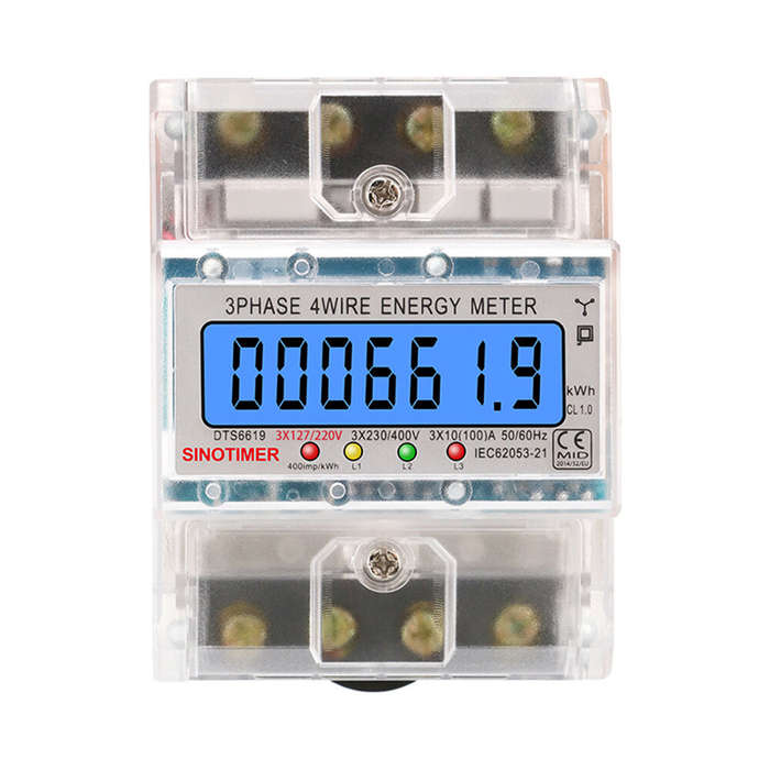Black - SmartMeter 100A LCD KWh Energy Meter with Three-Phase Backlight Guide Rail for Home Use Ener