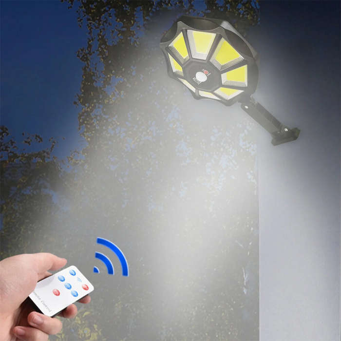 168COB - 168COB Solar Motion Sensor Wall Light with 360 Rotation Remote Control IP65 Waterproof Outd