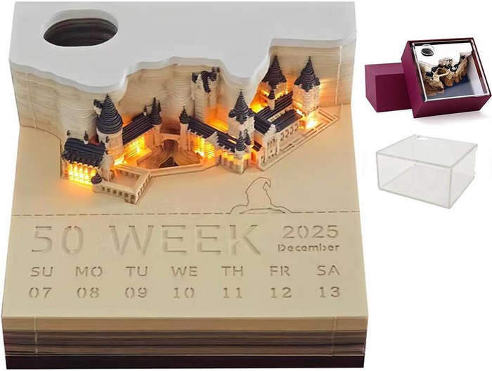 Beige - 2025 LED Light Memo Art Calendar Board Creative Timepiece Calendar Creative Gift 3D Stereo N