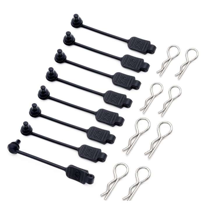 Black - 8PCS RC Car Body Clip Rubber Retainer Shell Fixed Buckle Lock 8301 for Arrma Losi ZD Racing