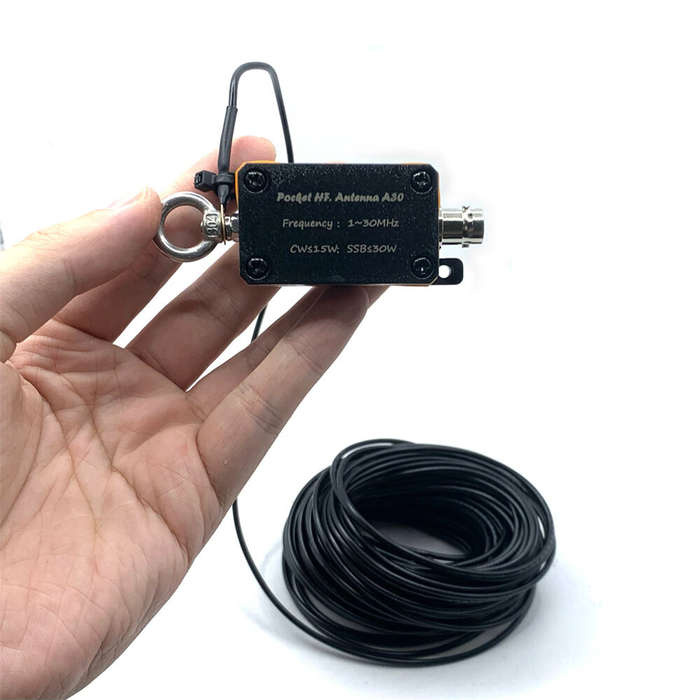 Black - A30 1-30MHz Pocket HF Antenna Shortwave Antenna Inverted V Horizontal Balun Long Line Wideba