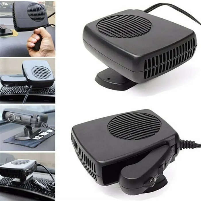 Black - 200W 12V Electric Car Heater Defroster Multi-function Portable Defogger Windshield Defroster