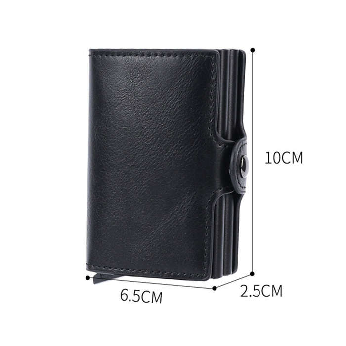 Black - Automatic Elastic Credit Card Holder Mens Wallet Double Layer Aluminum Alloy Credit Card Hol