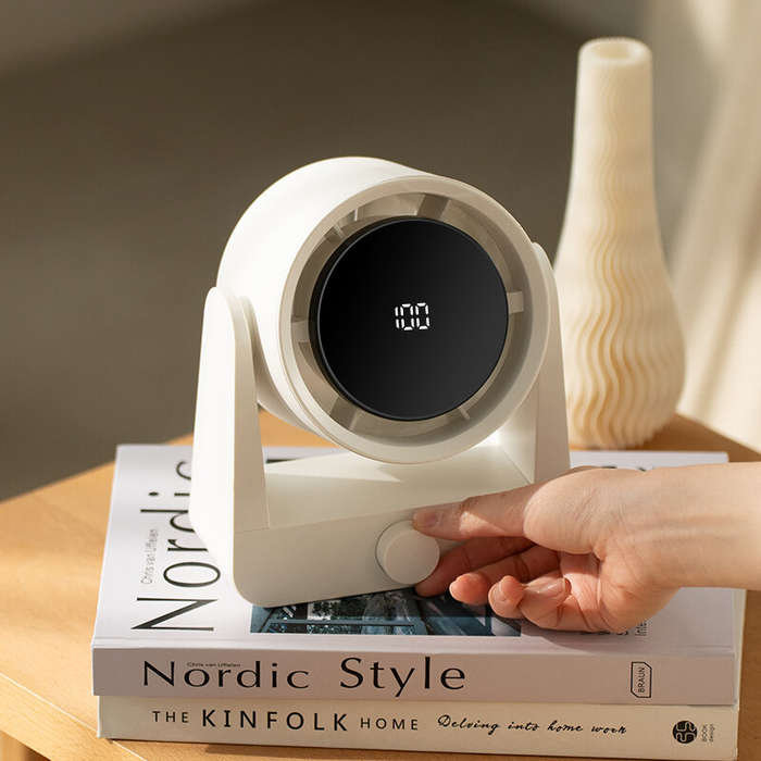 White - 100 Speed Digital Display Electric Fan High Power Wind Desktop Up and Down Adjustable Fan Pu