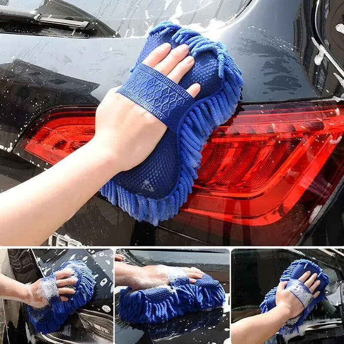 Car Washing Gloves Car Wash Sponge Brush Chenille Soft Microfiber Car Body Cleaning Water Absorption