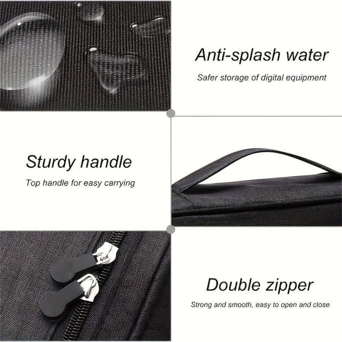 Black - Electronic Storage Bag Data Cable Travel Charging Treasure Headphone Organizer Cosmetics Com