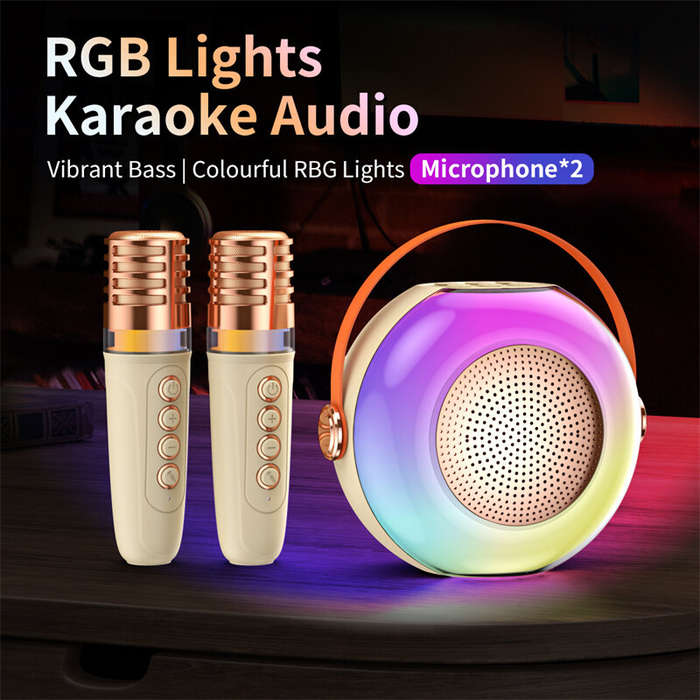 Yellow - A6 RGB bluetooth Speaker Portable Speaker with Dual Microphone Bass Diaphragm 360 Surround
