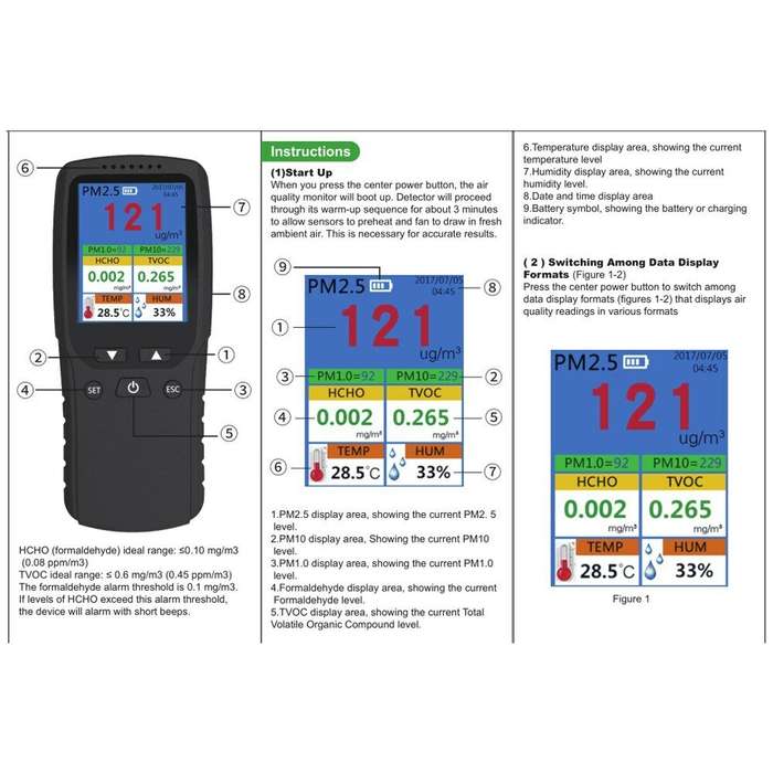Indoor Portable PM2.5 Detector Multifunctional Thermohygrometer Home LCD Digital Air Detector Intell