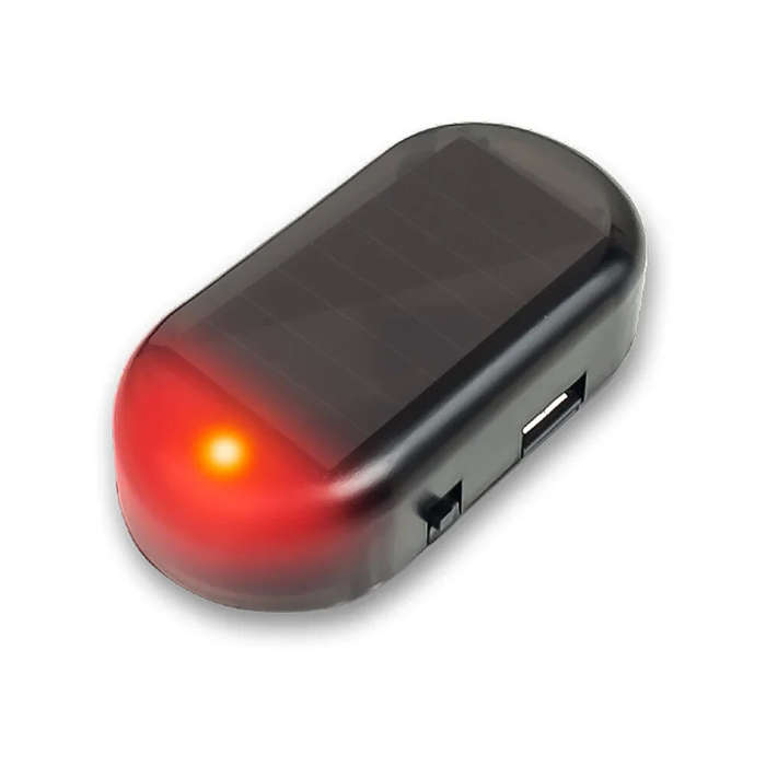 Blue - Solar Car Strobe Signal System Security Light Car Siren with Flashing LED Light Simulated Ant