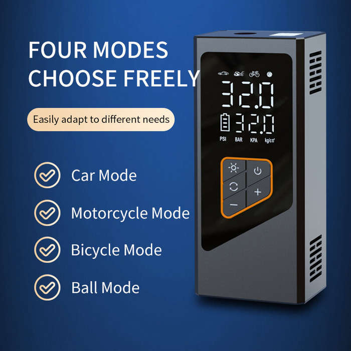 Black - Cordless Tire Inflator with Digital Display 3*2000mAh Tire Inflator Digital Display 4 Mode C