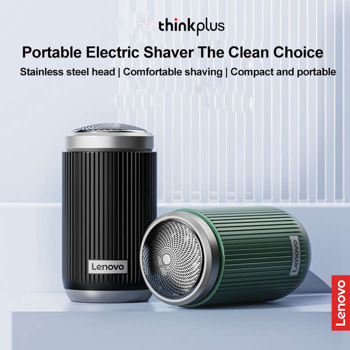 Black - Lenovo Thinkplus ES10 Rechargeable Mini Electric Shaver IPX6 Waterproof Level 350mAh Battery