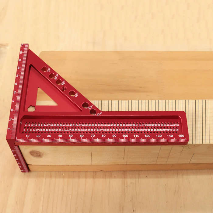 Red - JIGHOLE 3D Multi-Angle Framing Square Measuring Ruler Adjustable 0-180 Degree Protractor Alumi
