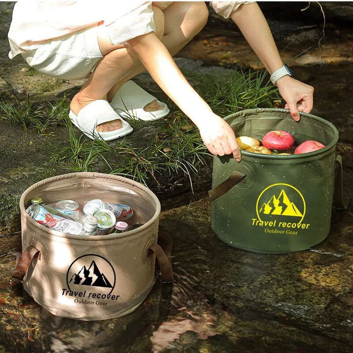 Green - 20L Collapsible Bucket Folding Large Capacity Leakproof Huge Loading Fishing Bucket Camping