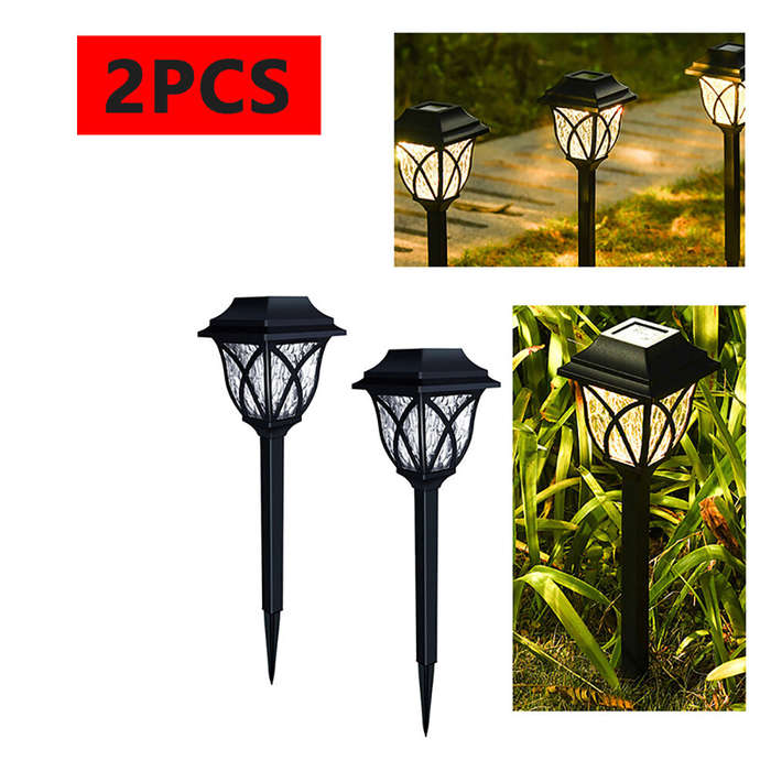 Warm Light - 2pcs LED Solar Lawn Lights Outdoor Waterproof Garden Decoration Lamp For Walkway Path V