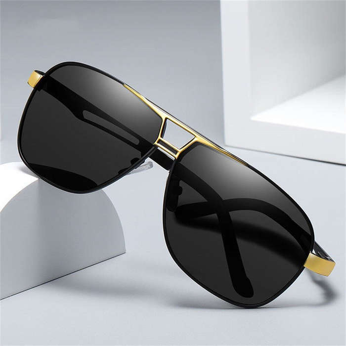 Black - Aluminum Mg Fashion Polarized Sunglasses for Men Pilot Driving Classic UV400 Protection Sun