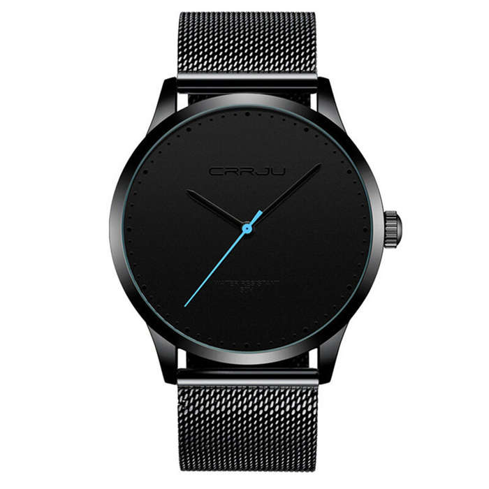 Black+Gold - CRRJU Men Watches Luxury Business Quartz Watch Fashion Waterproof Wristwatch, Ideal cho