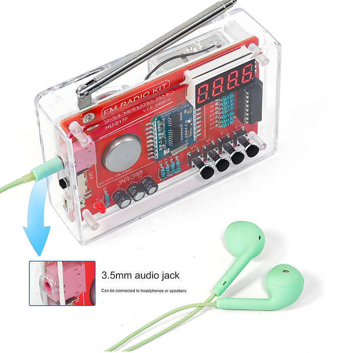 DIY Kit with Shell - Digital FM Radio DIY Kit RDA5807 Receiver 87-108MHz with Adjustable Volume Memo