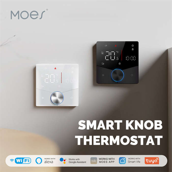 Black - MoesHouse Tuya WIFI Smart Knob Thermostat Gas Boiler Heating Remote Controller LCD Display M