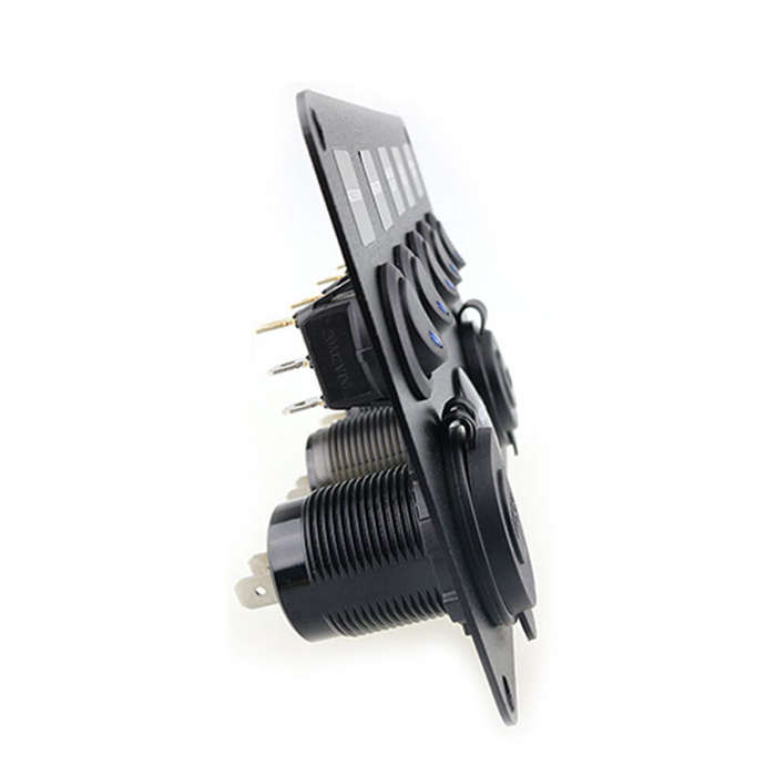 Blue - Car Boat Switch Panel Waterproof Digital Voltmeter Dual USB Port 12 Outlet Combination Marine