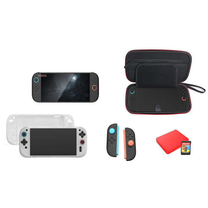 Black - DOBE TNS-5111 Switch2 Accessories Kit 10 in 1 Bundle Protective Case Tempered Glass Screen P