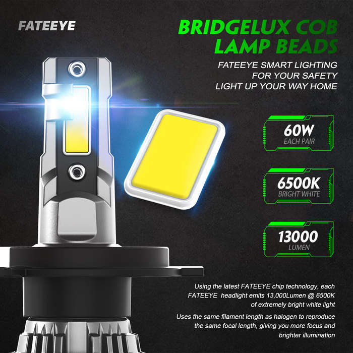 H4 - FATEEYE A700-F6 2PCS 60W LED Car Headlight Bulbs 13000LM LED Front Headlamp 6500K IP68 Waterpro