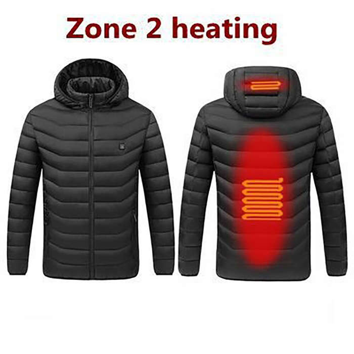 3XL - 2 Zone Electric Heated Jacket Winter Intelligent USB Rechargeable Heating Cotton Coat Motorcyc