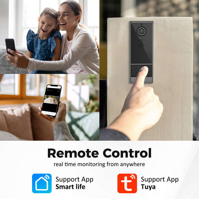 Black - M19 Tuya Smart Video Doorbell 1080P HD WiFi Wireless Door Camera 120 Wide Angle Night Vision