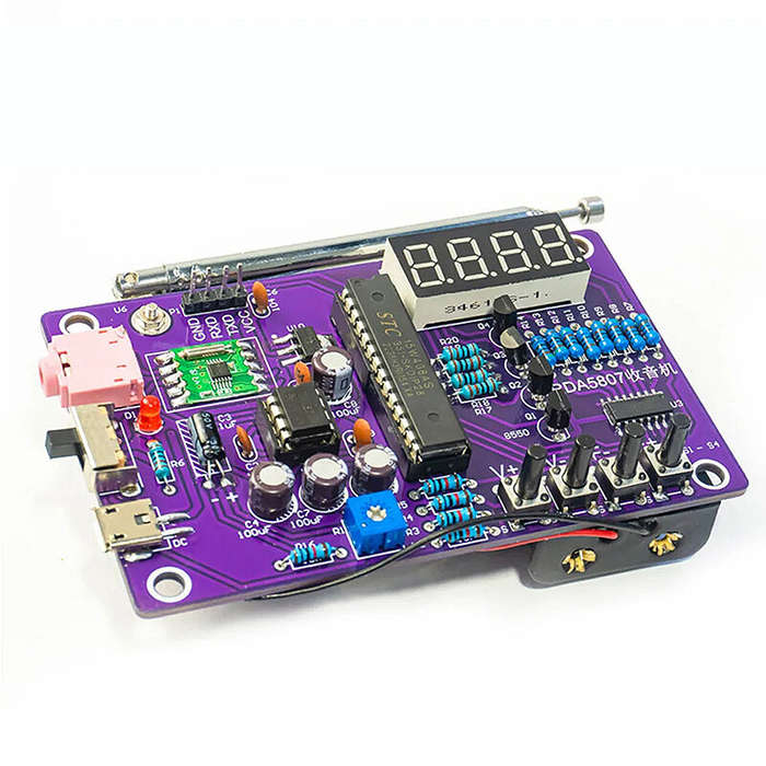 Parts+Shell - FM Radio DIY Electronic Kit Adjustable Frequency 87-108MHz Digital Display DIY Solderi