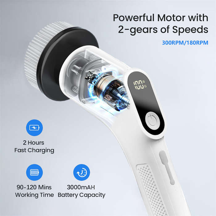 7 in 1 - 7 in 1 Electric Spin Scrubber, Cordless Cleaning Brush With 7 Replaceable Brush Heads and 3