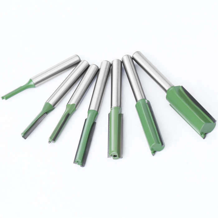 7PCS Straight Cut Router Bit Set Sturdy Tungsten Carbide 1/4" Shank Double Flute Milling Cutting Too