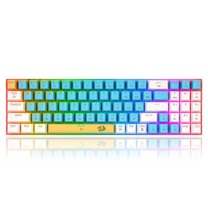 Blue/White[Monochrome] - REDRAGON K688 RGB Mechanical Gaming Keyboard 78-keys Hot-Swappable Two-colo