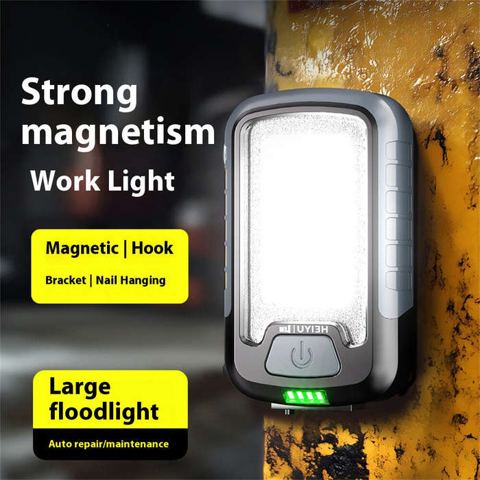 Black - Multi-function Work Light Rechargeable LED Flashlight Built-in Battery Portable Car Repair E
