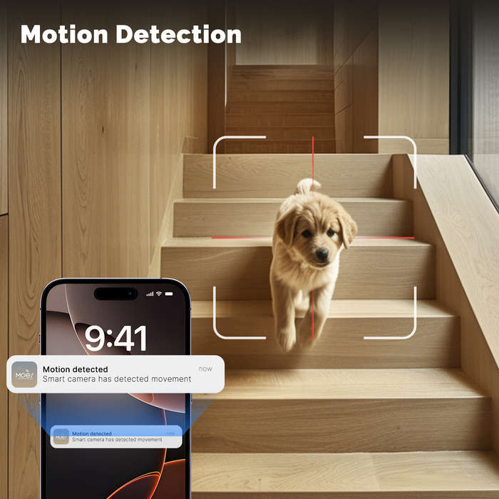White - MOES Tuya 4MP+4MP HD Security Camera Smart Dual Lens WIFI IP Camera Night Vision Two Way Aud