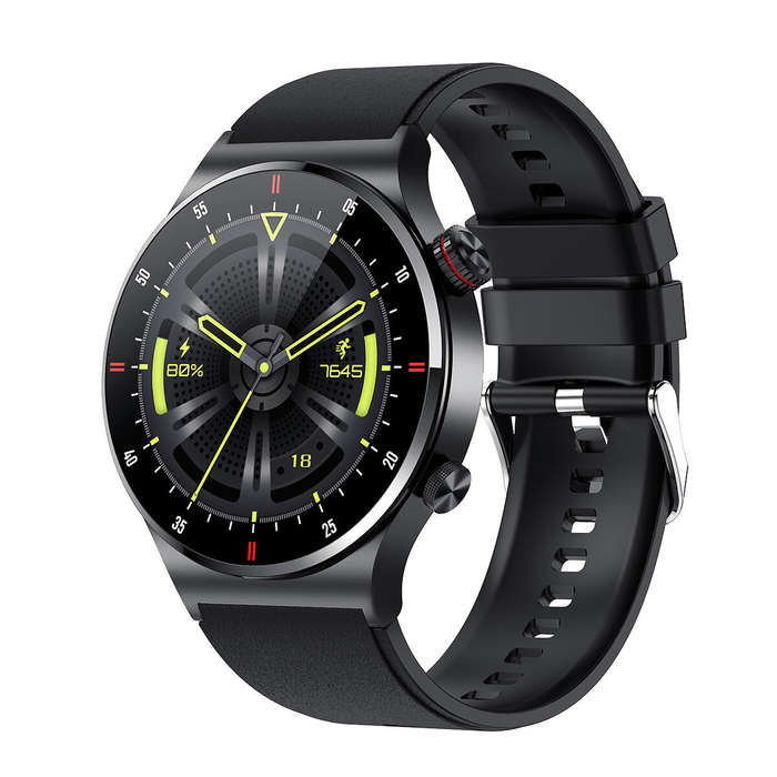 Grey - QW33 1.28inch HD Screen bluetooth Call ECG+PPG Heart Rate Blood Pressure Blood Oxygen Monitor