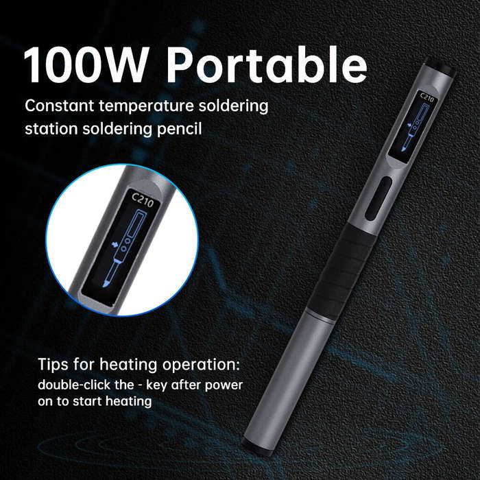 Black - Intelligent Portable Welding Pen Type-C Interface 18-100W Adjustable Power OLED Display Fast